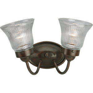 PP328820 Fluted Glass 2 Bulb Bathroom Lighting - Antique Bronze PP328820 Fluted Glass 2 Bulb Bathroom Lighting - Antique Bronze