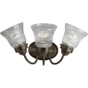 PP328920 Economy Fluted Glass 3 Bulb Bathroom Lighting - Antique Bronze PP328920 Economy Fluted Glass 3 Bulb Bathroom Lighting - Antique Bronze