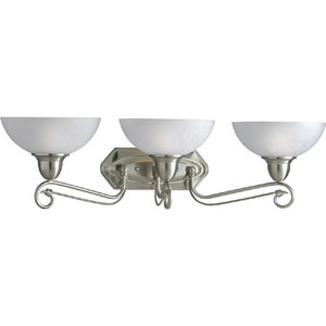 PP329409 Pavillion 3 Bulb Bathroom Lighting - Brushed Nickel PP329409 Pavillion 3 Bulb Bathroom Lighting - Brushed Nickel