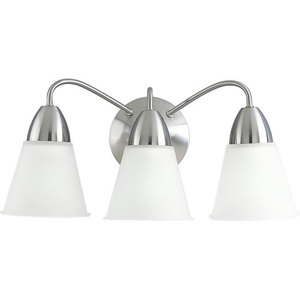 PP330309 Etched Glass 3 Bulb Bathroom Lighting - Brushed Nickel PP330309 Etched Glass 3 Bulb Bathroom Lighting - Brushed Nickel