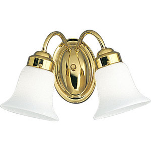 PP337410 Opal Glass 2 Bulb Bathroom Lighting - Polished Brass PP337410 Opal Glass 2 Bulb Bathroom Lighting - Polished Brass