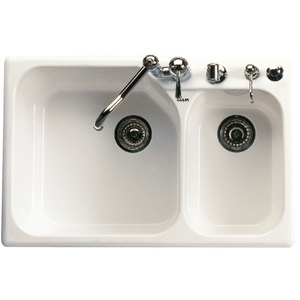 R632768 Allia White/Color Undermount - Double Bowl Kitchen Sink - Biscuit R632768 Allia White/Color Undermount - Double Bowl Kitchen Sink - Biscuit