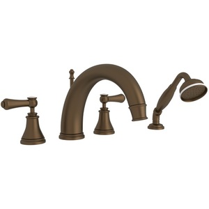 RU3648LSPEB Perrin & Rowe Deck Mount With Handshower Tub Faucet - English Bronze RU3648LSPEB Perrin & Rowe Deck Mount With Handshower Tub Faucet - English Bronze