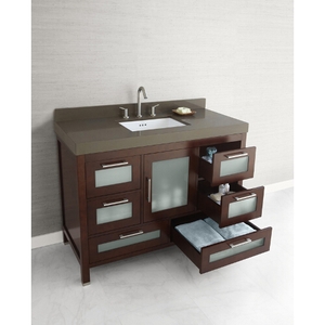 R0315481H01/R3633498Q27/R37014 Athena 31" to 44" Bathroom Vanity - Dark Cherry / Grand Green TechStone R0315481H01/R3633498Q27/R37014 Athena 31" to 44" Bathroom Vanity - Dark Cherry / Grand Green TechStone