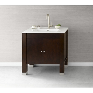 R0325313F07/R2155321WH Devon 31" to 44" Bathroom Vanity - Vintage Walnut / White R0325313F07/R2155321WH Devon 31" to 44" Bathroom Vanity - Vintage Walnut / White