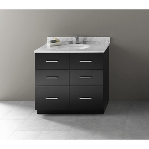 R090936B02/R3011378CW/R310137C Lassen 31" to 44" Bathroom Vanity - Black / Carrara White R090936B02/R3011378CW/R310137C Lassen 31" to 44" Bathroom Vanity - Black / Carrara White