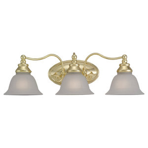 S4465202 Canterbury 3 Bulb Bathroom Lighting - Polished Brass S4465202 Canterbury 3 Bulb Bathroom Lighting - Polished Brass