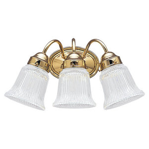 S487202 Ribbed Glass 3 Bulb Bathroom Lighting - Polished Brass S487202 Ribbed Glass 3 Bulb Bathroom Lighting - Polished Brass