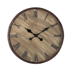 SI1281007 Wall Clock - Antique Washed Wood With Bronze Highlight SI1281007 Wall Clock - Antique Washed Wood With Bronze Highlight