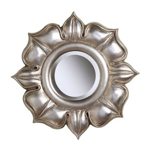 SI6050468 Round Mirror - Lotus In Bright Silver Leaf SI6050468 Round Mirror - Lotus In Bright Silver Leaf