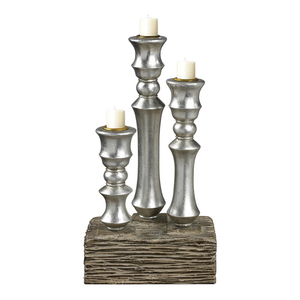 SI9310106 Candle Holder Accent - Trinidad / Silver Leaf SI9310106 Candle Holder Accent - Trinidad / Silver Leaf