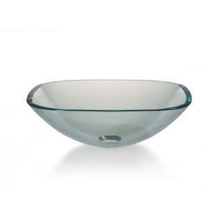 RGV101RES Clear Square Vessel Style Bathroom Sink - Clear RGV101RES Clear Square Vessel Style Bathroom Sink - Clear
