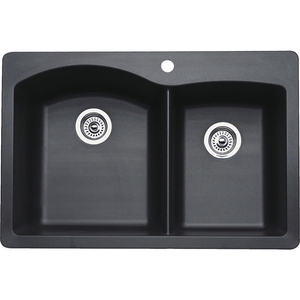B440215 Diamond White Color Dual Mount Double Bowl Kitchen Sink