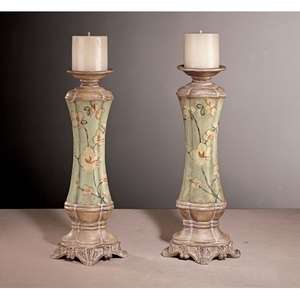 A422230 Salon Grand Candle Holder Accent - Floral Green A422230 Salon Grand Candle Holder Accent - Floral Green