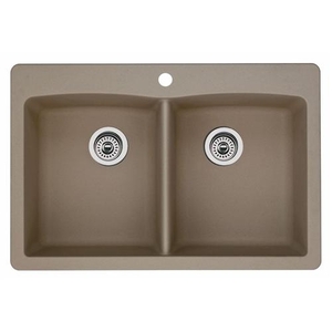B441285 Diamond White/Color Dual Mount Double Bowl Kitchen Sink - Truffle B441285 Diamond White/Color Dual Mount Double Bowl Kitchen Sink - Truffle