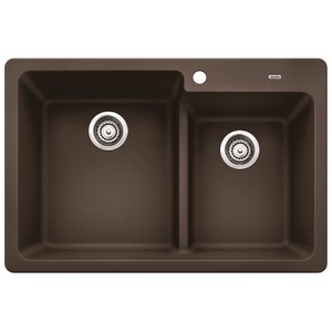B441605 Grandis White/Color Dual Mount Double Bowl Kitchen Sink - Cafe Brown B441605 Grandis White/Color Dual Mount Double Bowl Kitchen Sink - Cafe Brown