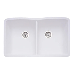 B440185 Diamond White/Color Undermount - Double Bowl Kitchen Sink - White B440185 Diamond White/Color Undermount - Double Bowl Kitchen Sink - White