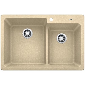 B442091 Grandis White/Color Dual Mount Double Bowl Kitchen Sink - Biscotti B442091 Grandis White/Color Dual Mount Double Bowl Kitchen Sink - Biscotti