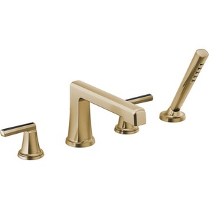 DT67498GLLHP/DHL698GLBC/DR6470 Levoir Deck Mount With Handshower Tub Faucet - Brilliance Luxe Gold / Black Crystal DT67498GLLHP/DHL698GLBC/DR6470 Levoir Deck Mount With Handshower Tub Faucet - Brilliance Luxe Gold / Black Crystal