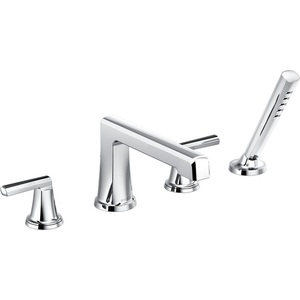 DT67498PCLHP/DHL698PCBC/DR6470 Levoir Deck Mount With Handshower Tub Faucet - Chrome / Black Crystal DT67498PCLHP/DHL698PCBC/DR6470 Levoir Deck Mount With Handshower Tub Faucet - Chrome / Black Crystal
