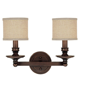 C1237BB450 Midtown 2 Bulb Bathroom Lighting - Burnished Bronze / Beige C1237BB450 Midtown 2 Bulb Bathroom Lighting - Burnished Bronze / Beige
