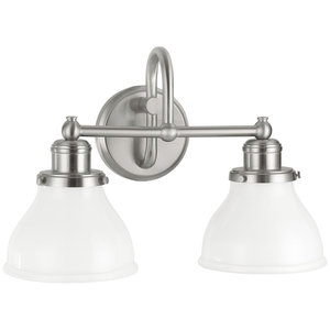 C8302BN128 Baxter 2 Bulb Bathroom Lighting - Brushed Nickel C8302BN128 Baxter 2 Bulb Bathroom Lighting - Brushed Nickel