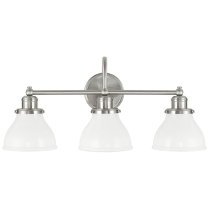 C8303BN128 Baxter 3 Bulb Bathroom Lighting - Brushed Nickel C8303BN128 Baxter 3 Bulb Bathroom Lighting - Brushed Nickel