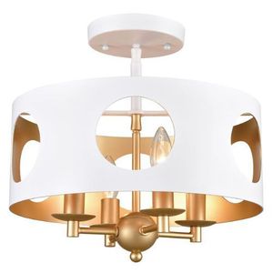 CODE700MTGACEIL Odelle Flush Mount Ceiling Light - Matte White/Antique Gold CODE700MTGACEIL Odelle Flush Mount Ceiling Light - Matte White/Antique Gold