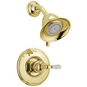 DT14255PBLHP/DR10000UNBX/DH712 Victorian Single Handle Shower Faucet - Brilliance Polished Brass DT14255PBLHP/DR10000UNBX/DH712 Victorian Single Handle Shower Faucet - Brilliance Polished Brass