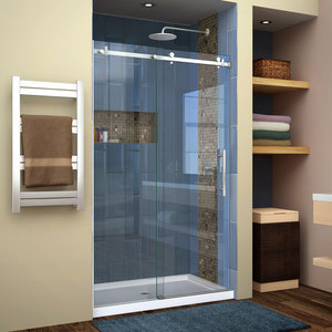 DSHDR6448761007 Enigma Shower Door - Sliding Shower Door - Brushed Stainless DSHDR6448761007 Enigma Shower Door - Sliding Shower Door - Brushed Stainless