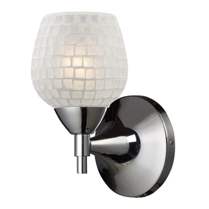 E101501PCWHT Celina 1 Bulb Wall Sconce - Polished Chrome / White E101501PCWHT Celina 1 Bulb Wall Sconce - Polished Chrome / White