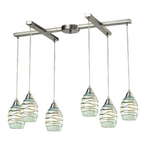 E313486MN Vines Multi Light Pendant Light - Satin Nickel / Mint E313486MN Vines Multi Light Pendant Light - Satin Nickel / Mint