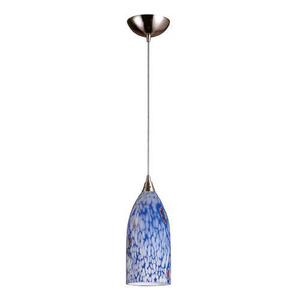 E5021BL Verona Mini-Pendant Pendant Light - Satin Nickel / Starburst Blue E5021BL Verona Mini-Pendant Pendant Light - Satin Nickel / Starburst Blue