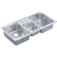 Triple Bowl Kitchen Sink 43 in x 22 in x 7-7/8 in