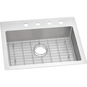 EECTSRAD25226TBG1 Crosstown Stainless Steel Dual Mount Single Bowl Kitchen Sink - Stainless Steel EECTSRAD25226TBG1 Crosstown Stainless Steel Dual Mount Single Bowl Kitchen Sink - Stainless Steel
