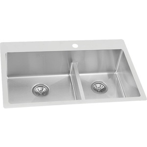 EECTSRAO33229BG1 Crosstown Stainless Steel Dual Mount Double Bowl Kitchen Sink - Stainless Steel EECTSRAO33229BG1 Crosstown Stainless Steel Dual Mount Double Bowl Kitchen Sink - Stainless Steel