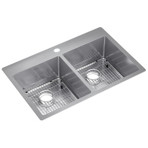 EECTSR33229TBG1 Crosstown Stainless Steel Dual Mount Double Bowl Kitchen Sink - Stainless Steel EECTSR33229TBG1 Crosstown Stainless Steel Dual Mount Double Bowl Kitchen Sink - Stainless Steel