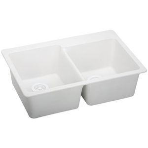 EELG250RWH0 Quartz Classic White/Color Double Bowl Kitchen Sink - White EELG250RWH0 Quartz Classic White/Color Double Bowl Kitchen Sink - White