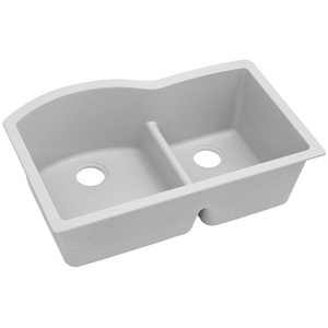 EELGHU3322RWH0 Quartz Classic White/Color Undermount - Double Bowl Kitchen Sink - White EELGHU3322RWH0 Quartz Classic White/Color Undermount - Double Bowl Kitchen Sink - White