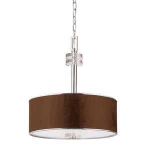 E15331028 Savvy Drum Pendant Pendant Light - Satin Nickel / Chocolate Brown E15331028 Savvy Drum Pendant Pendant Light - Satin Nickel / Chocolate Brown