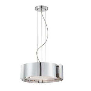 E12531042 Dervish Drum Pendant Light Chrome Frosted E12531042 Dervish Drum Pendant Light Chrome Frosted White