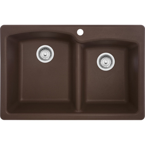 FEODB332291 Ellipse White/Color Dual Mount Double Bowl Kitchen Sink - Mocha FEODB332291 Ellipse White/Color Dual Mount Double Bowl Kitchen Sink - Mocha