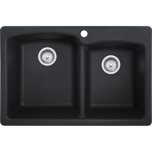 FEOOX332291 Ellipse White/Color Dual Mount Double Bowl Kitchen Sink - Onyx FEOOX332291 Ellipse White/Color Dual Mount Double Bowl Kitchen Sink - Onyx