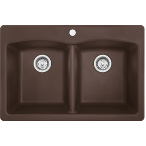 FEDDB332291 Ellipse White/Color Dual Mount Double Bowl Kitchen Sink - Mocha FEDDB332291 Ellipse White/Color Dual Mount Double Bowl Kitchen Sink - Mocha