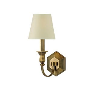 HUD1411AGB Charlotte 1 Bulb Wall Sconce - Aged Brass HUD1411AGB Charlotte 1 Bulb Wall Sconce - Aged Brass
