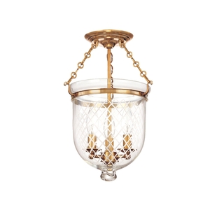 HUD251AGBC2 Hampton Semi Flush Mount Ceiling Light - Aged Brass HUD251AGBC2 Hampton Semi Flush Mount Ceiling Light - Aged Brass