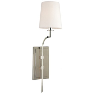 HUD3111PN Glenford 1 Bulb Wall Sconce - Polished Nickel HUD3111PN Glenford 1 Bulb Wall Sconce - Polished Nickel