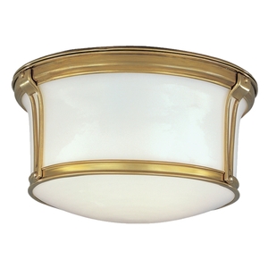 HUD6510AGB Newport Flush Mount Ceiling Light - Aged Brass HUD6510AGB Newport Flush Mount Ceiling Light - Aged Brass