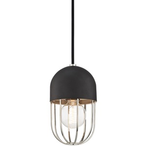 HUDH145701PNBK Haley Mini-Pendant Pendant Light - Polished Nickel/Black HUDH145701PNBK Haley Mini-Pendant Pendant Light - Polished Nickel/Black