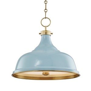 HUDMDS300AGBBB Painted No.1 Down Light Pendant Light - Aged Brass / Blue Bird HUDMDS300AGBBB Painted No.1 Down Light Pendant Light - Aged Brass / Blue Bird